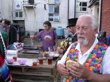 Brian with Ventnor Golden Beer and a Burger